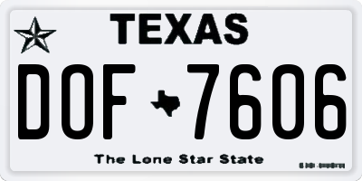 TX license plate DOF7606