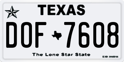 TX license plate DOF7608