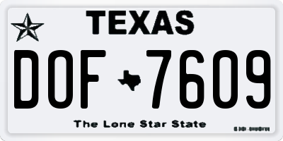 TX license plate DOF7609