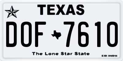 TX license plate DOF7610