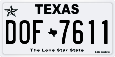 TX license plate DOF7611