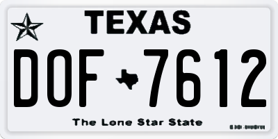 TX license plate DOF7612