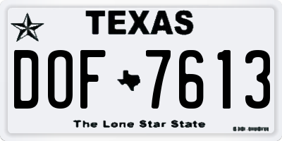 TX license plate DOF7613