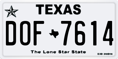 TX license plate DOF7614