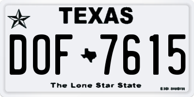 TX license plate DOF7615