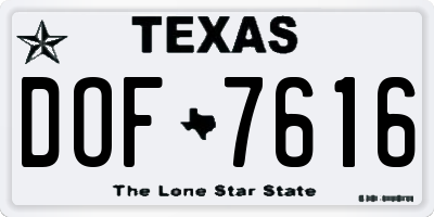 TX license plate DOF7616