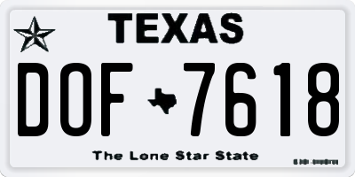 TX license plate DOF7618