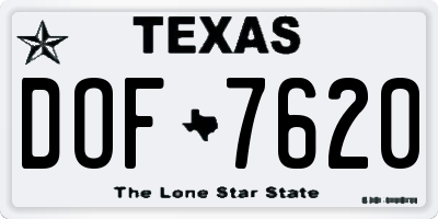 TX license plate DOF7620