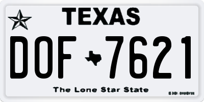 TX license plate DOF7621