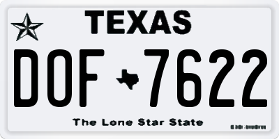 TX license plate DOF7622