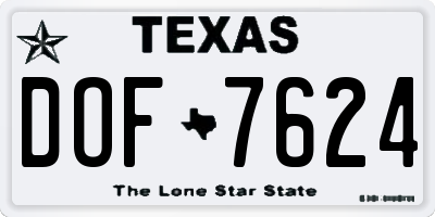 TX license plate DOF7624