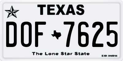 TX license plate DOF7625