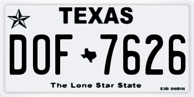 TX license plate DOF7626