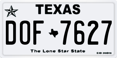 TX license plate DOF7627