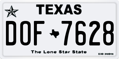 TX license plate DOF7628