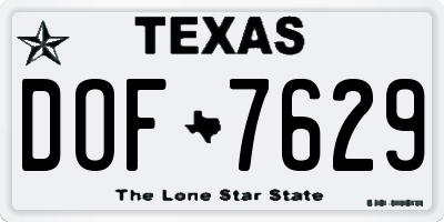 TX license plate DOF7629