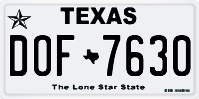 TX license plate DOF7630