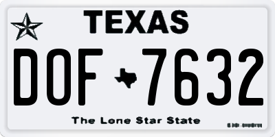 TX license plate DOF7632
