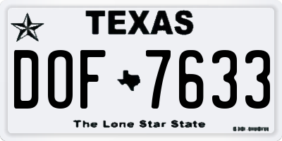 TX license plate DOF7633