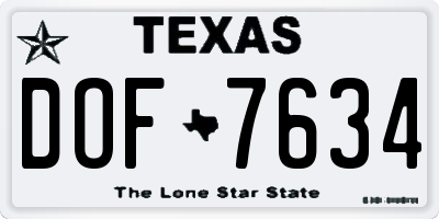 TX license plate DOF7634