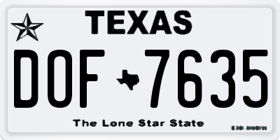 TX license plate DOF7635
