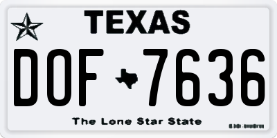 TX license plate DOF7636