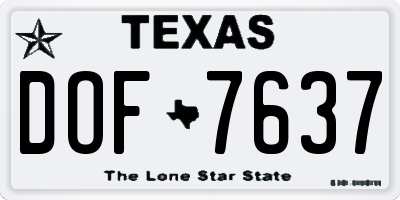 TX license plate DOF7637