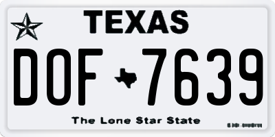 TX license plate DOF7639
