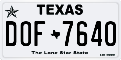 TX license plate DOF7640