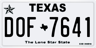 TX license plate DOF7641