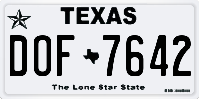 TX license plate DOF7642
