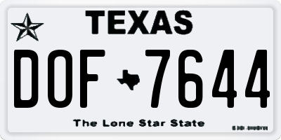 TX license plate DOF7644