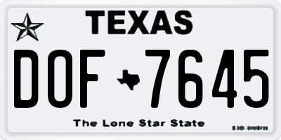 TX license plate DOF7645