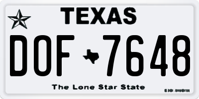 TX license plate DOF7648