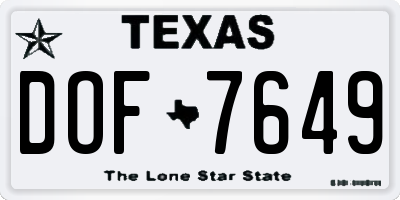 TX license plate DOF7649