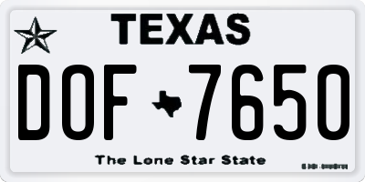 TX license plate DOF7650
