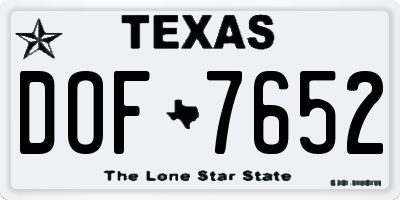 TX license plate DOF7652
