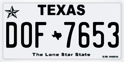 TX license plate DOF7653