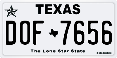 TX license plate DOF7656