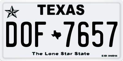TX license plate DOF7657