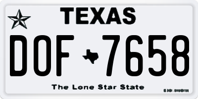 TX license plate DOF7658