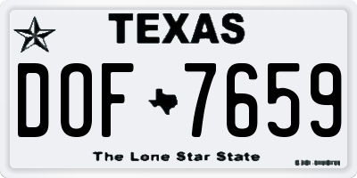 TX license plate DOF7659