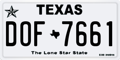 TX license plate DOF7661