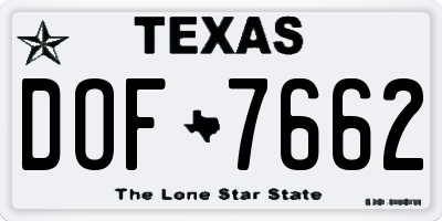 TX license plate DOF7662
