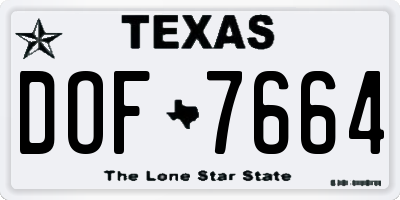 TX license plate DOF7664