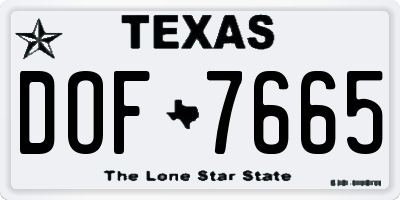 TX license plate DOF7665