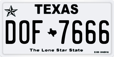 TX license plate DOF7666