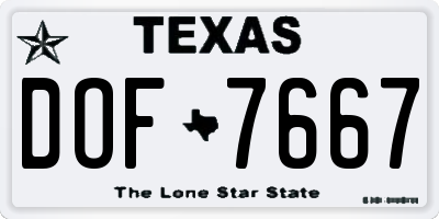 TX license plate DOF7667