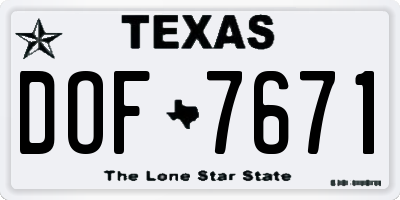 TX license plate DOF7671