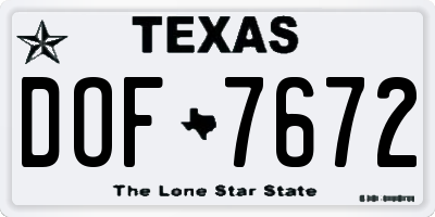 TX license plate DOF7672